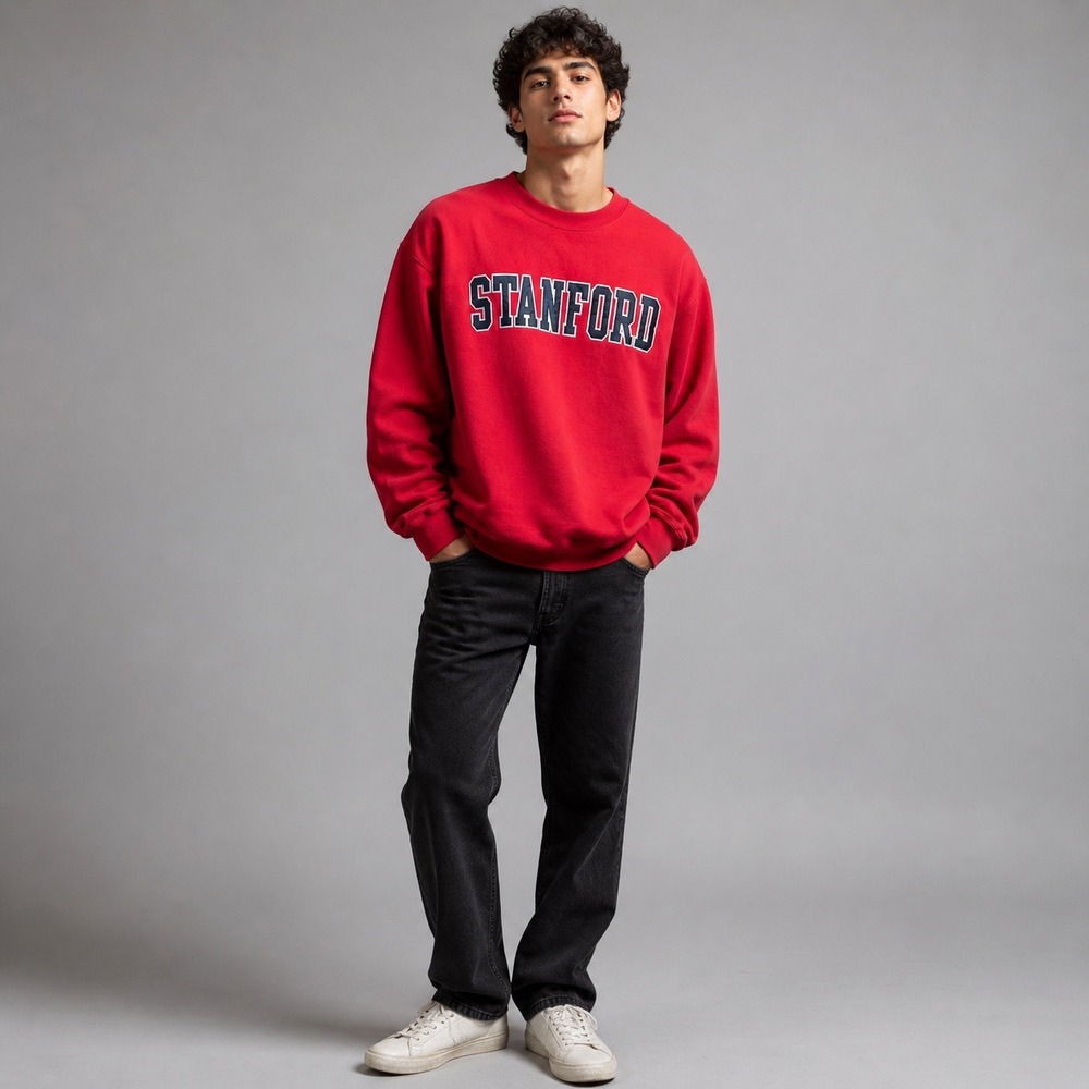 Vtg‎ Champion Stanford University Sweatshirt S Red Applique Eco Authentic Y2K